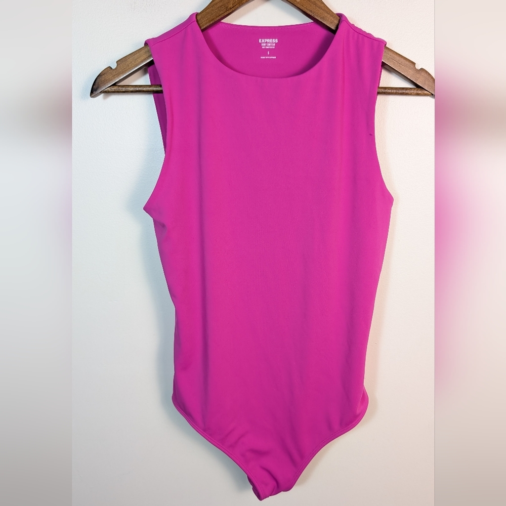 Express Pink Body Contour High Compression Spandex Blend Bodysuit - Picture 6 of 6